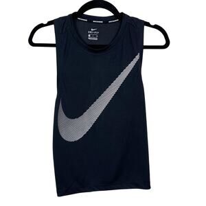 Nike Dry Tank City Core DriFit Sleeveless Black Small S Big Logo Graphic Crew
